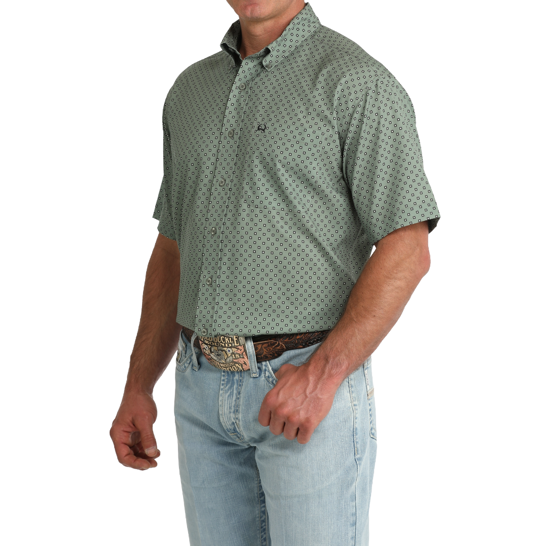 Cinch Men's Olive ArenaFlex Printed Button Down Shirt MTW1704176