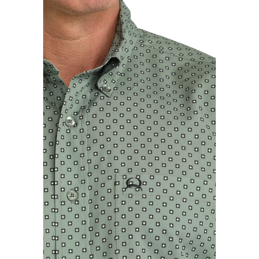 Cinch Men's Olive ArenaFlex Printed Button Down Shirt MTW1704176