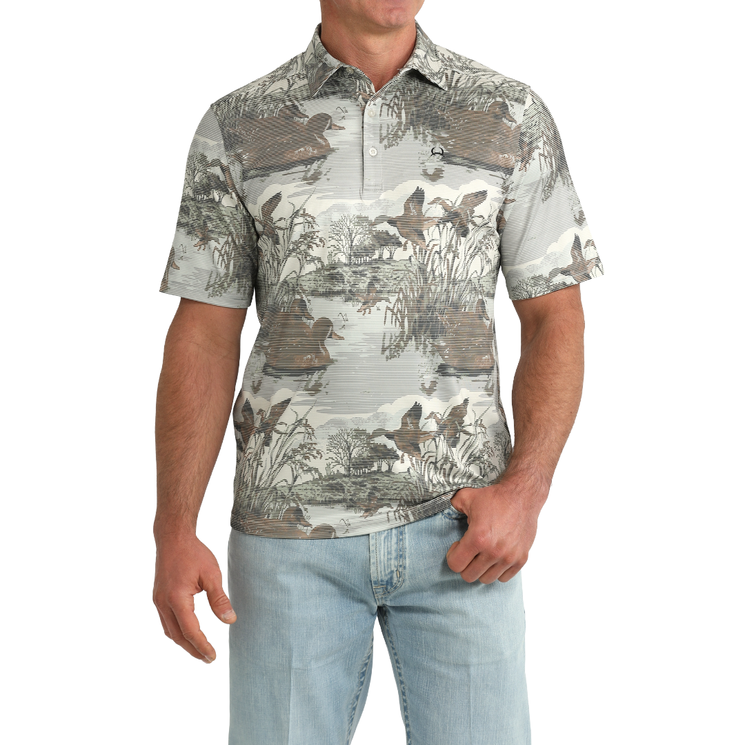 Cinch Men's Arenaflex Duck Print Polo MTK1865048
