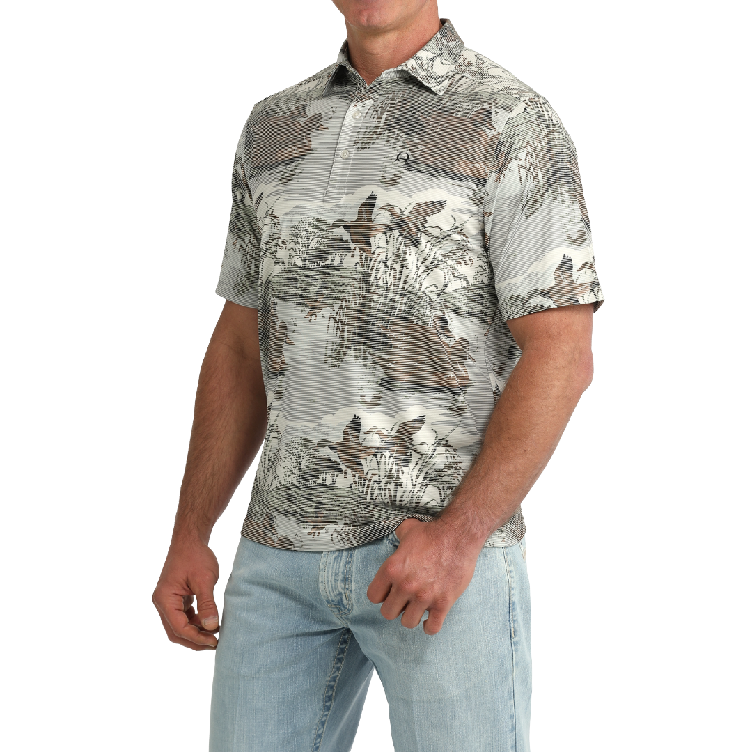 Cinch Men's Arenaflex Duck Print Polo MTK1865048