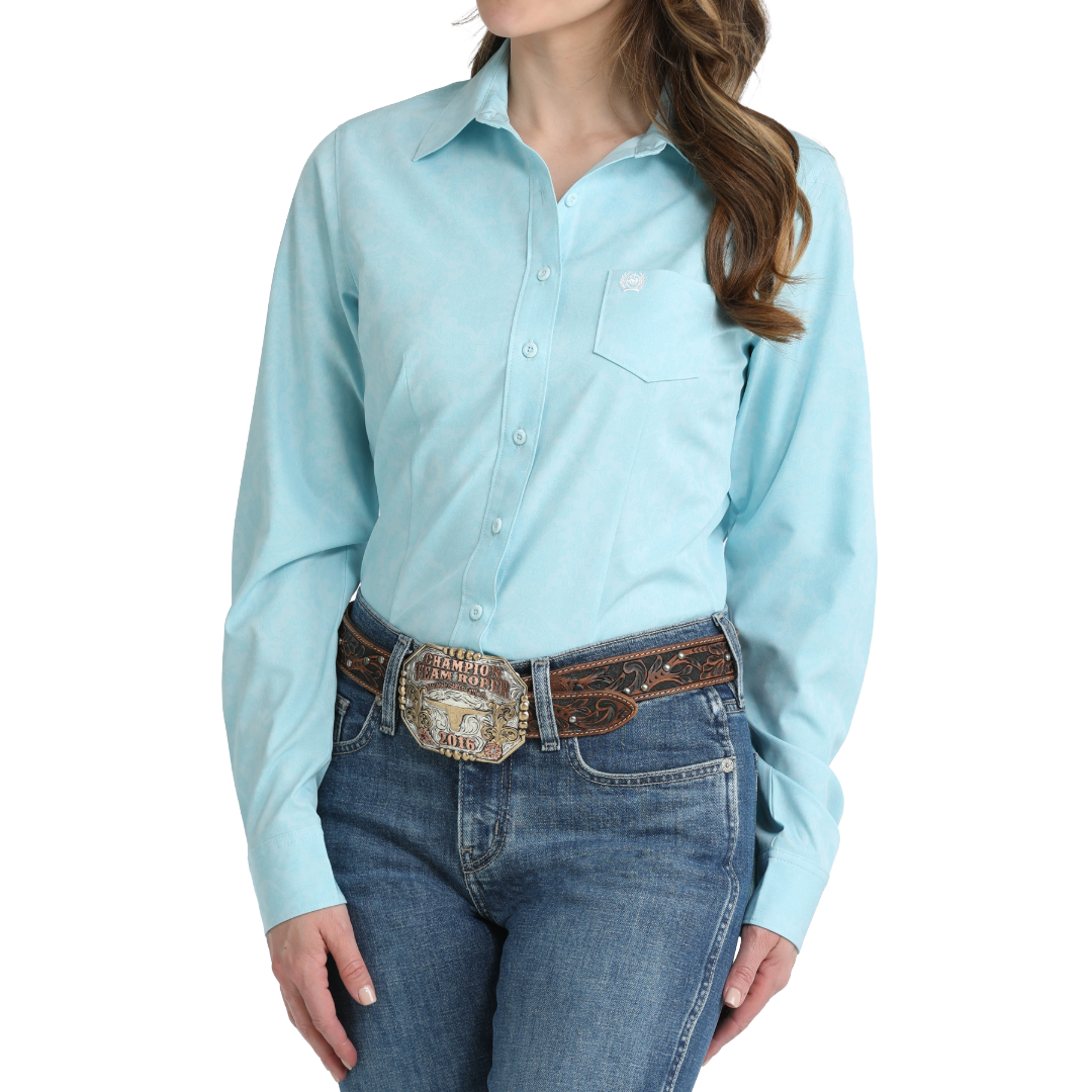 Cinch Ladies Arenaflex Light Blue Button Down Shirt MSW9164274