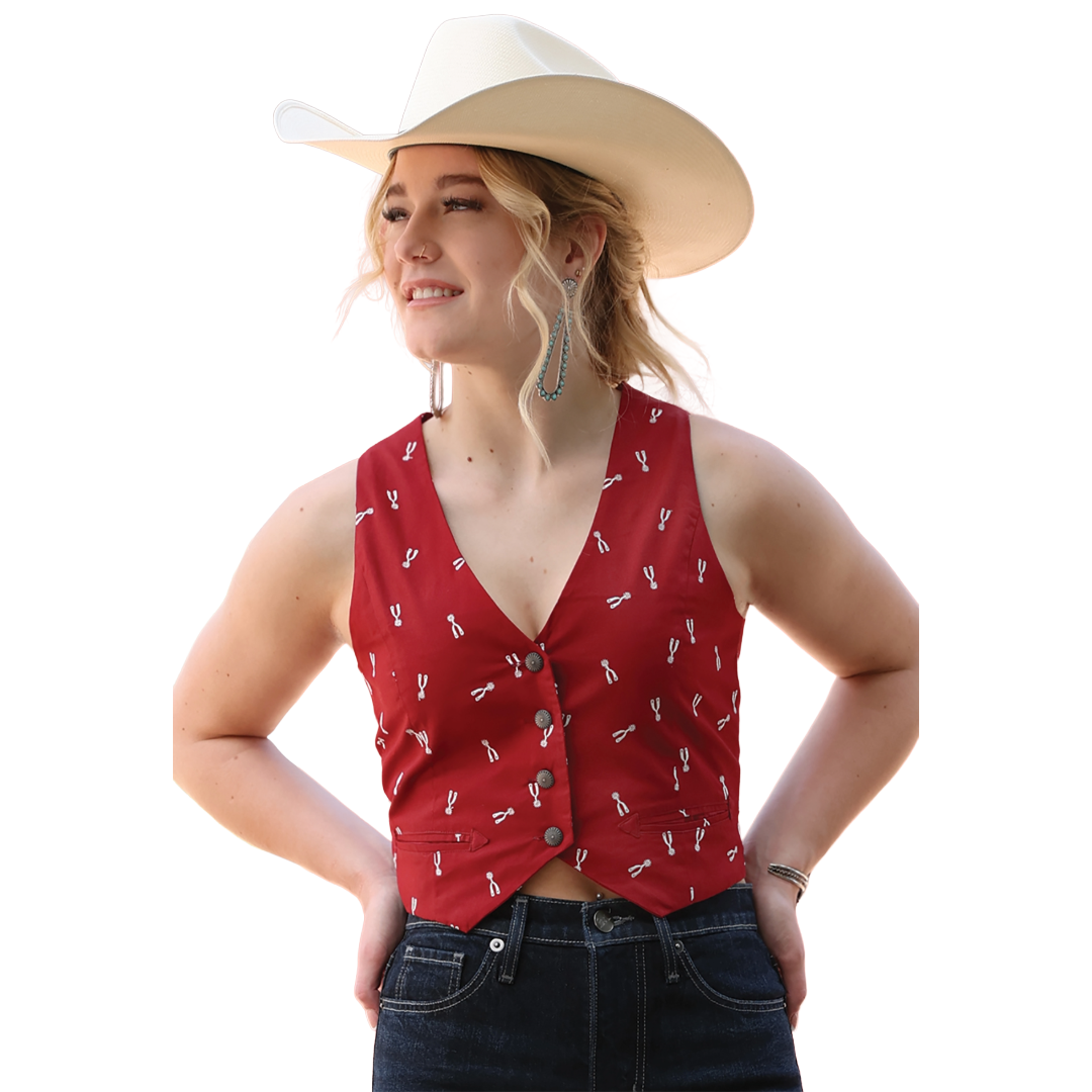 Cruel Ladies Red Spur Novelty Print Vest CTV7532002