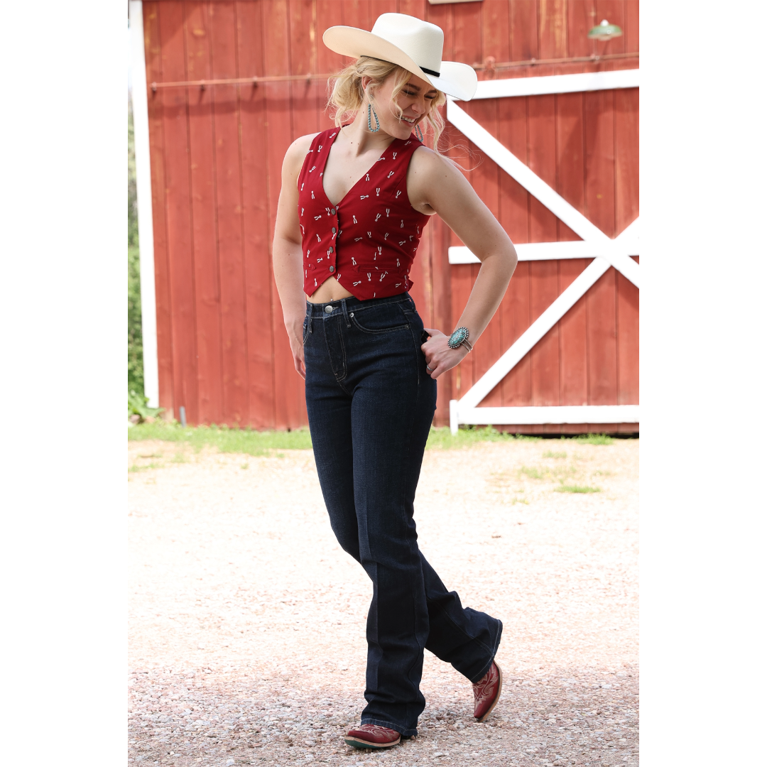 Cruel Ladies Red Spur Novelty Print Vest CTV7532002