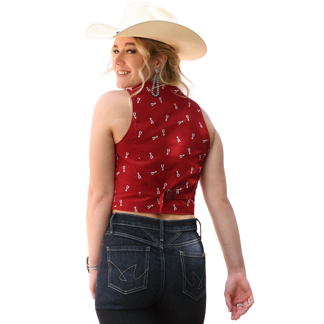 Cruel Ladies Red Spur Novelty Print Vest CTV7532002