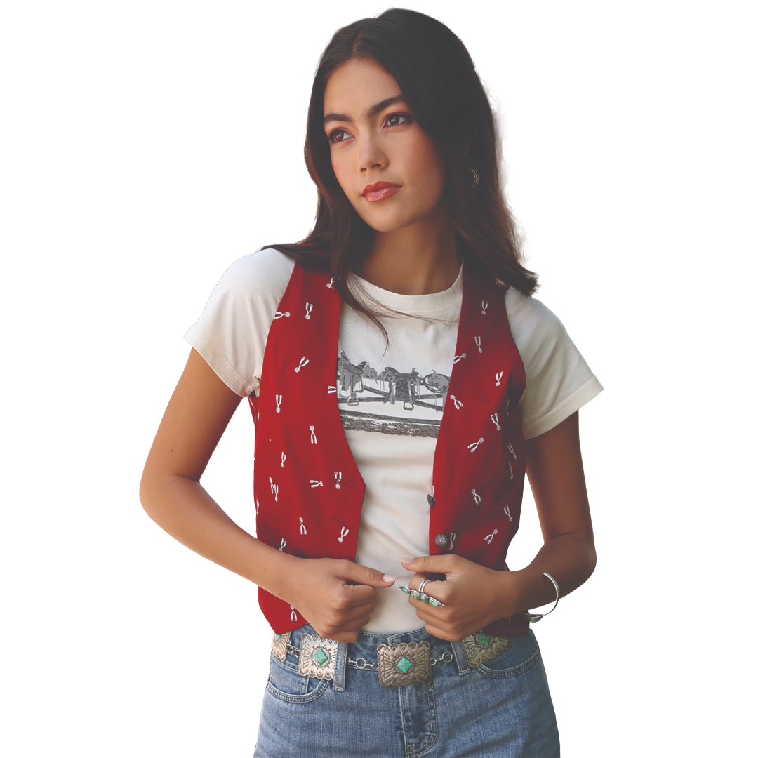 Cruel Ladies Red Spur Novelty Print Vest CTV7532002