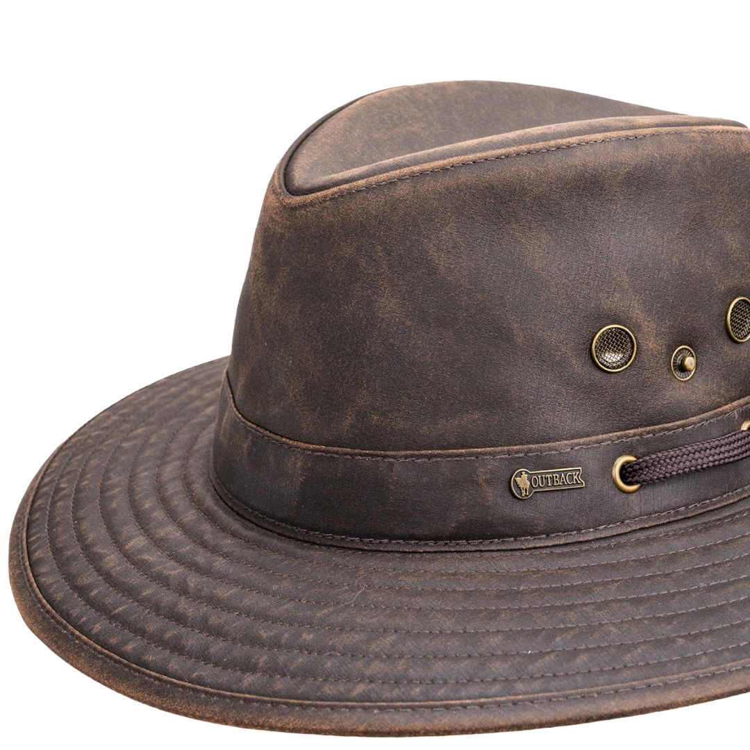 Outback Trading Co. River Guide Brown Oilskin Hat 1497-BRN