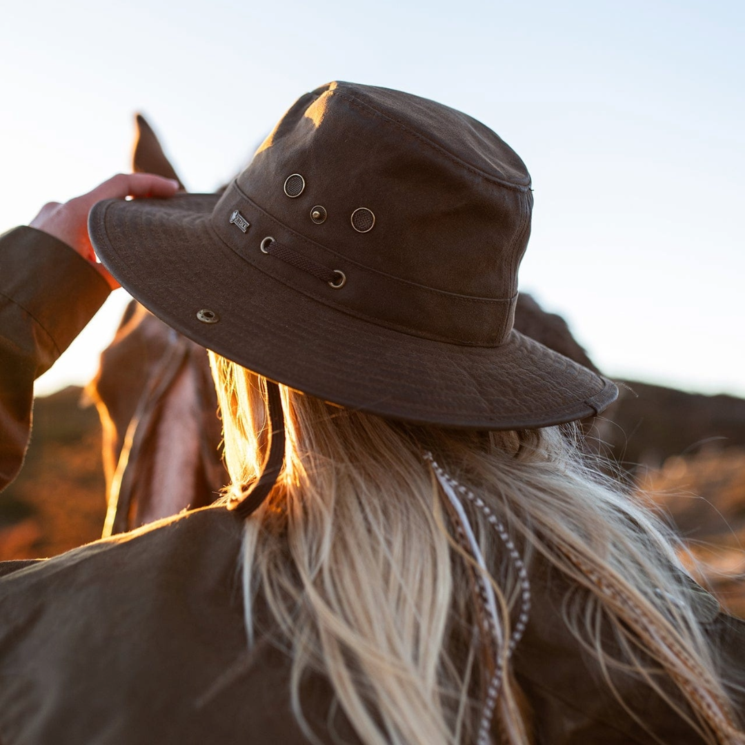 Outback Trading Co. River Guide Brown Oilskin Hat 1497-BRN