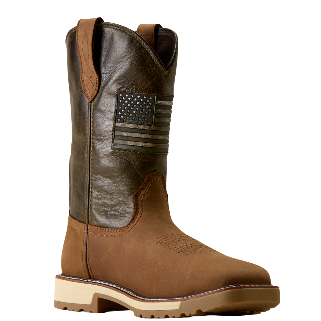 Ariat Men's Activator Patriot Alamo Brown Wide Square Steel Toe Work Boot 10080468