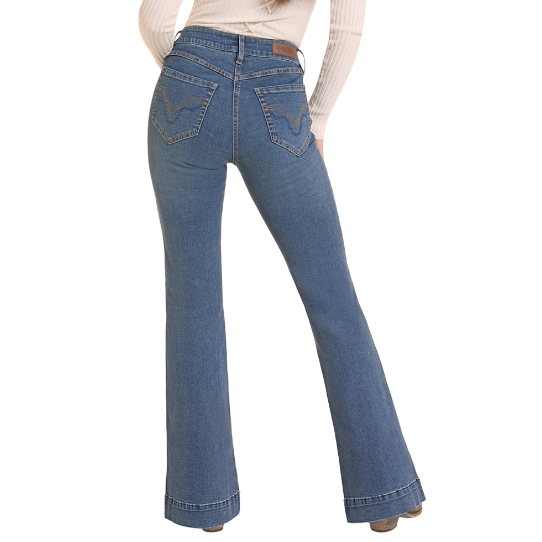 Rock & Roll Ladies Blue Sculpted HR Trouser Jeans BW5HD09925
