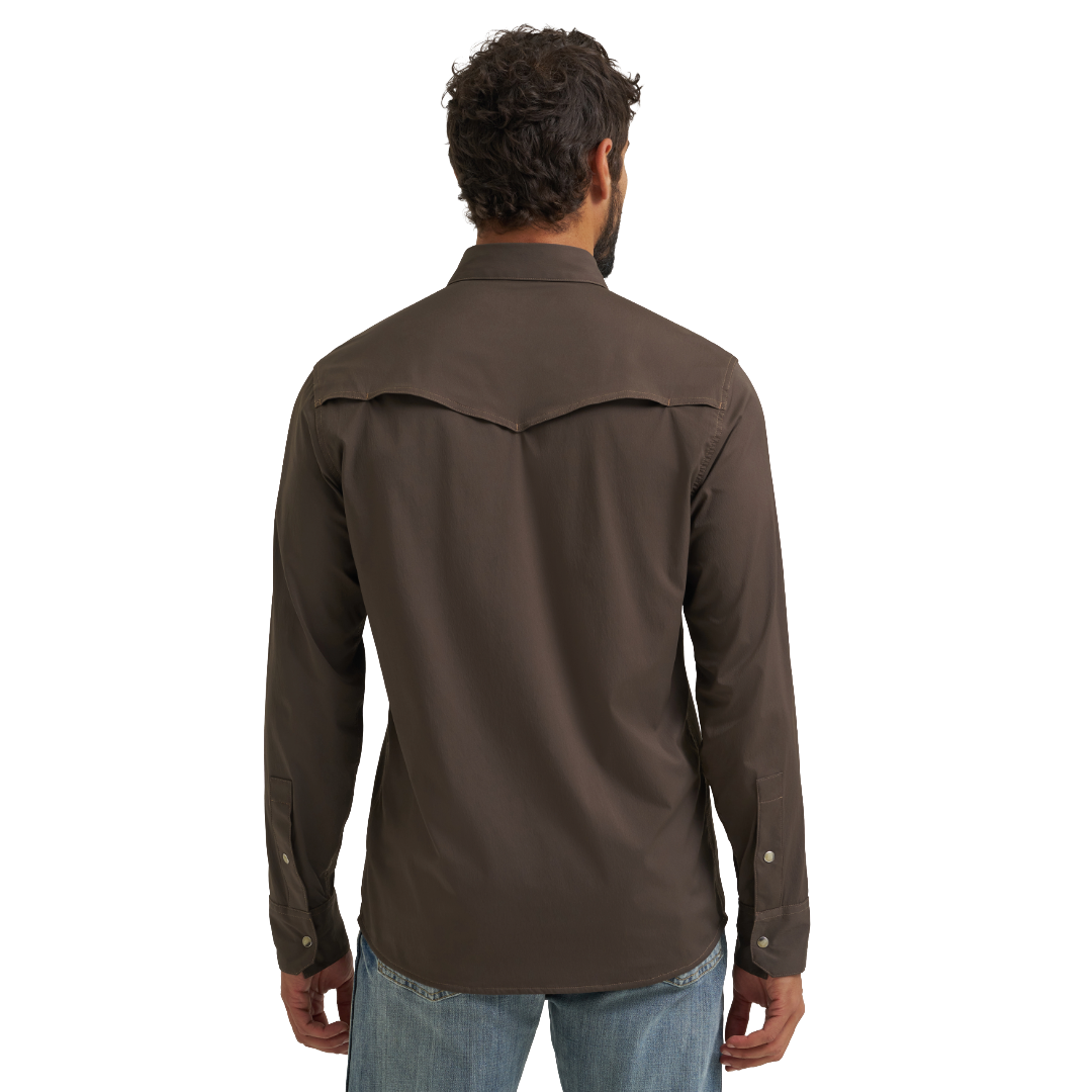 Wrangler Men's ATG-X Technical Regular Fit Turkish Coffee Snap Shirt 112382503