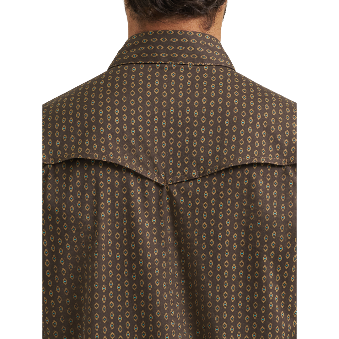Wrangler Men's ATG-X Technical Turkish Coffee Ditzy Checotah Snap Shirt 112382502