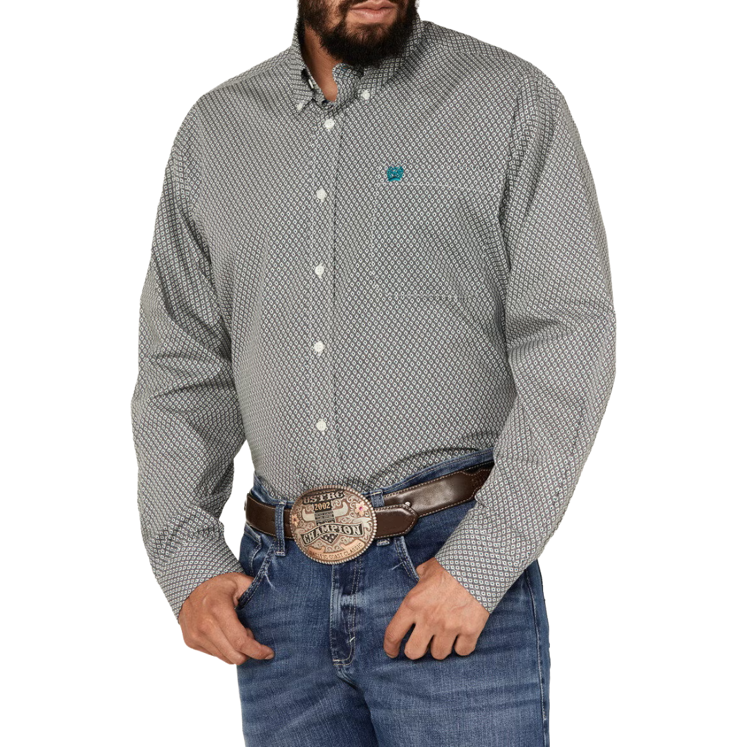 Cinch Men's Cream Geo Print Button Down Shirt MTW1105780