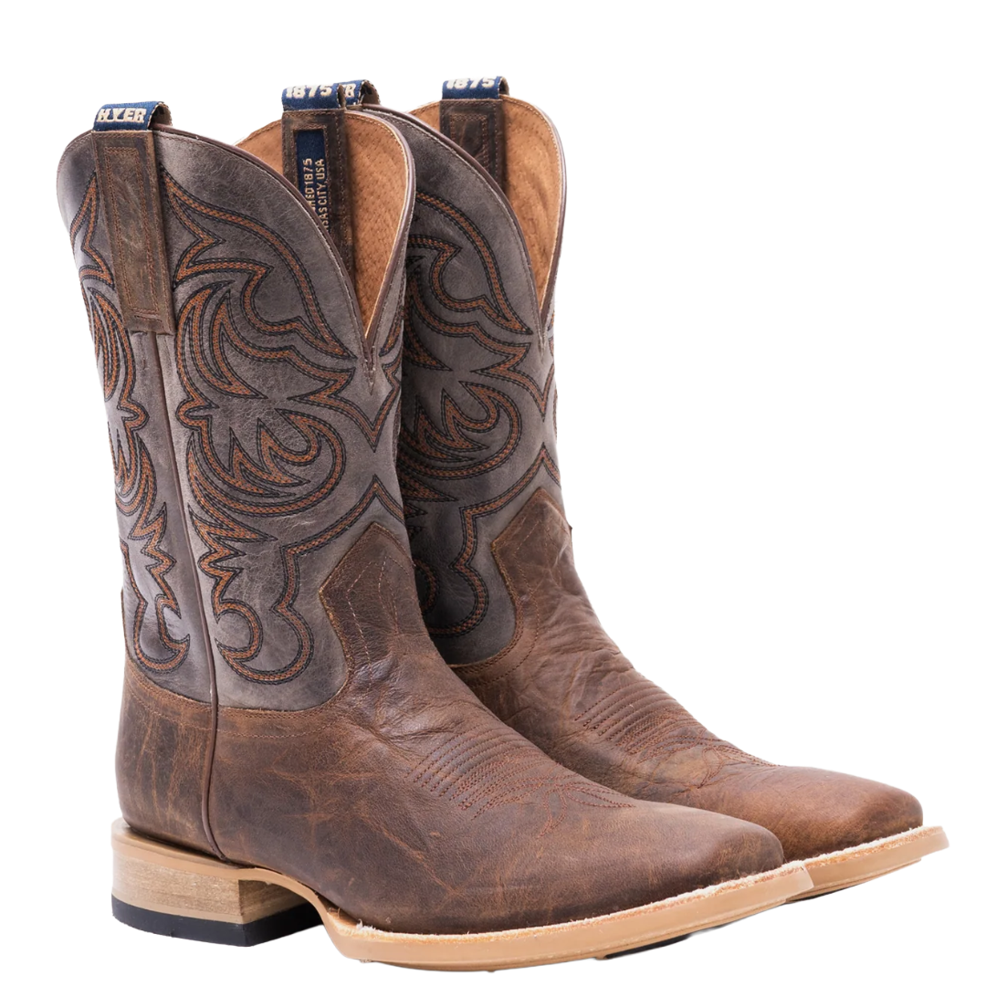 HYER Men's Bucklin Tan Leather Square Toe Western Boot HM11049
