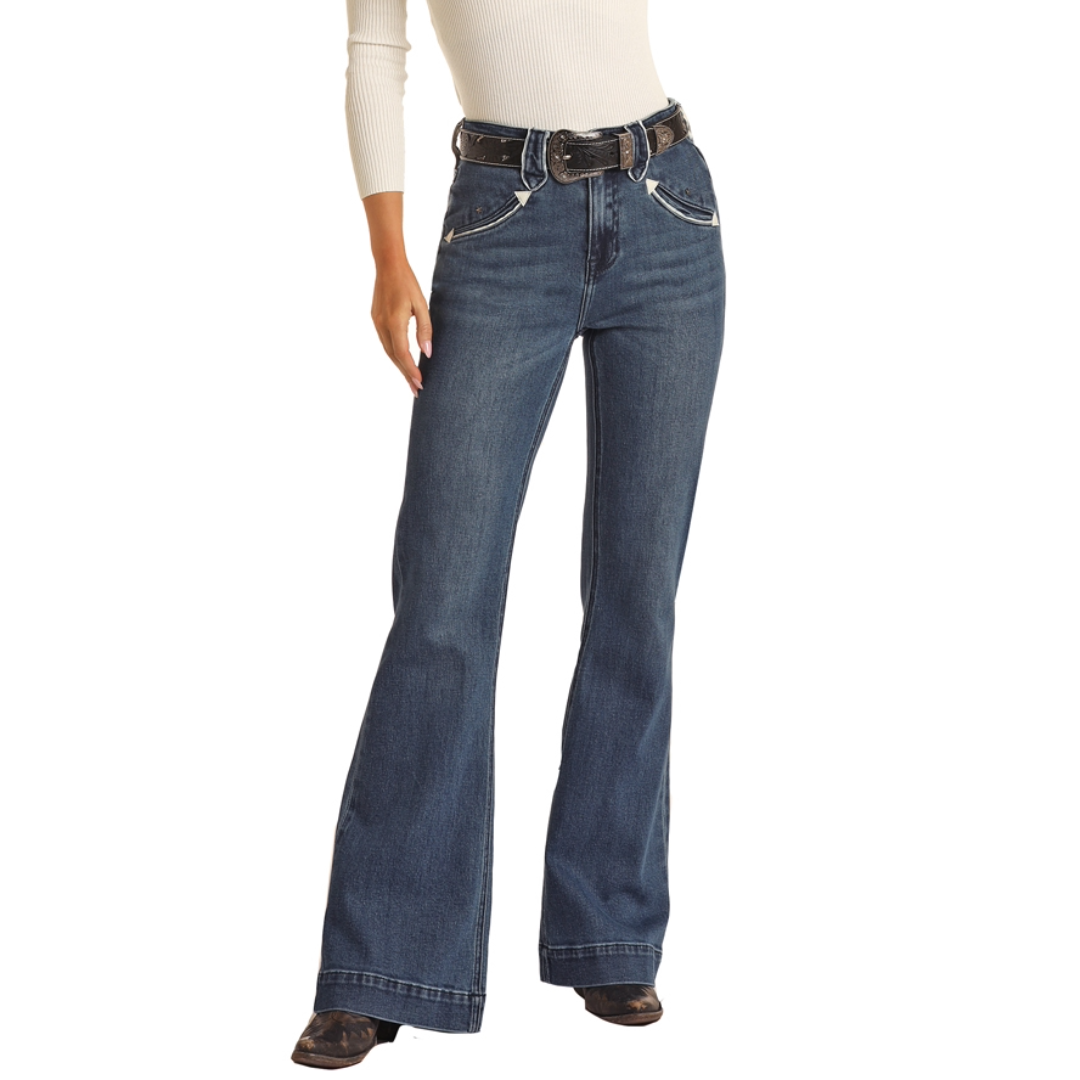 Rock & Roll Denim® Ladies Piping Loop High Rise Trouser RRWD5HRZQJ