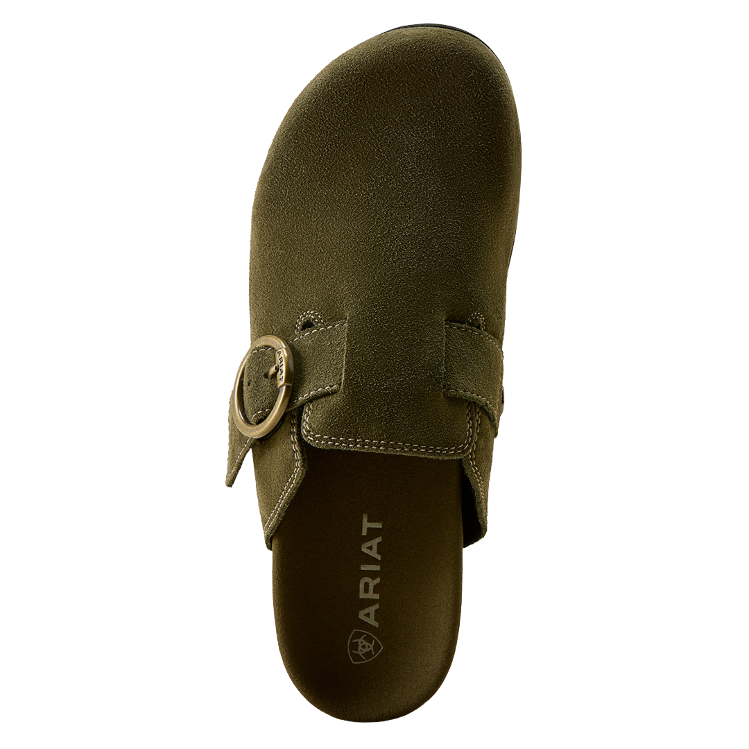 Ariat Ladies Country Mule Olive Suede Slip On Shoe 10080469