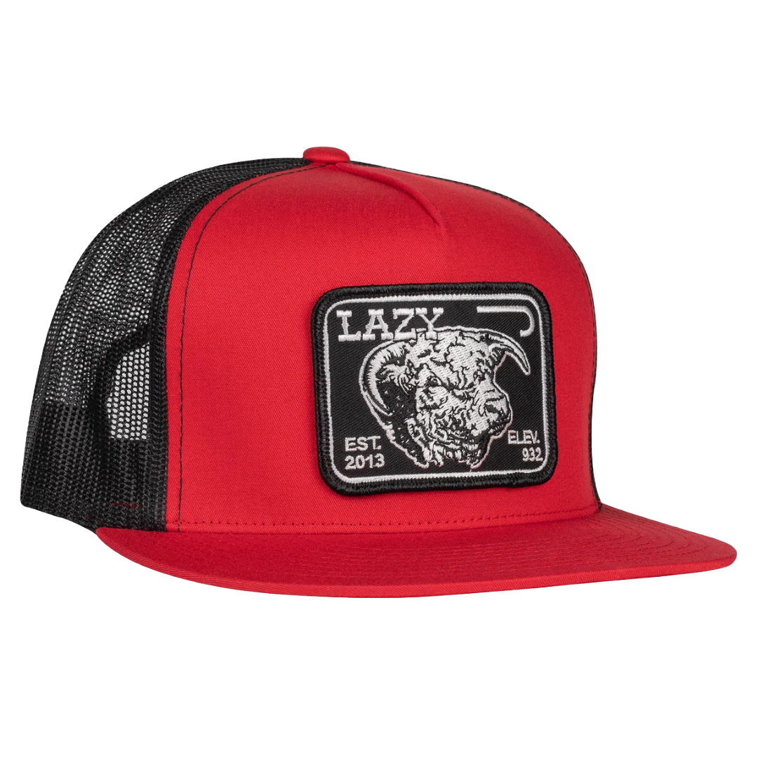 Lazy J Ranch Red & Black Elevation 5 Panel Trucker Cap REDBLK4ELEV