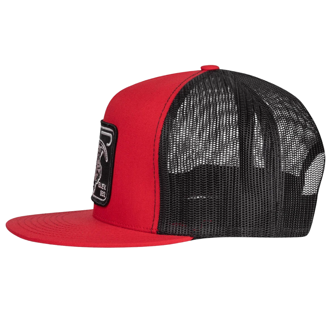Lazy J Ranch Red & Black Elevation 5 Panel Trucker Cap REDBLK4ELEV
