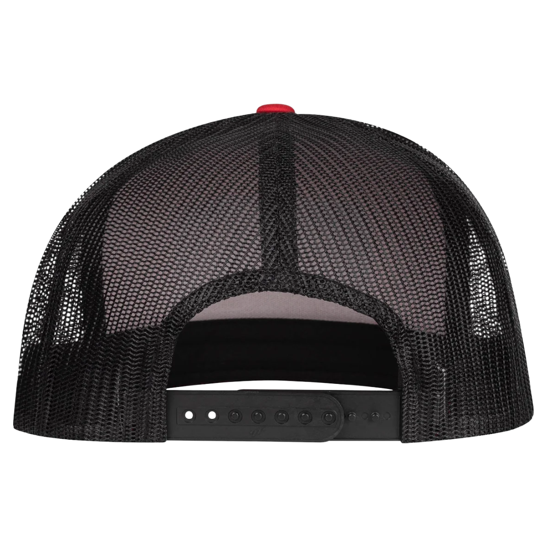 Lazy J Ranch Red & Black Elevation 5 Panel Trucker Cap REDBLK4ELEV