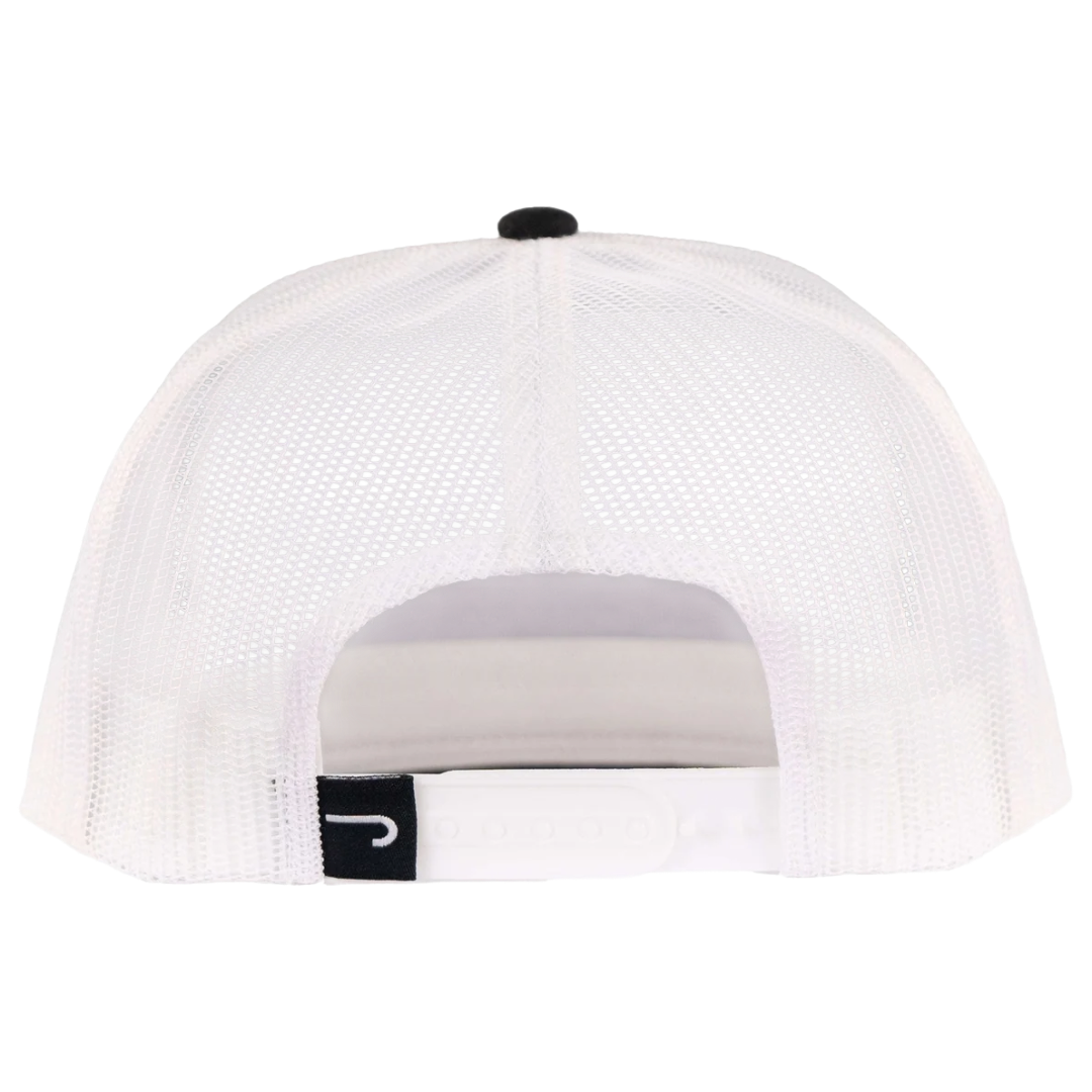 Lazy J Ranch Black & White Bull Trap 5 Panel Trucker Cap BLKWHT4-BT-WHT