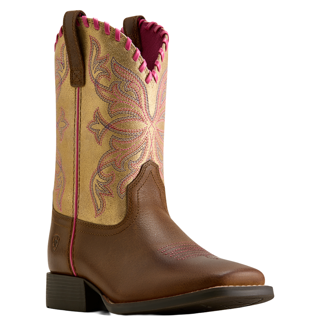 Ariat Youth Sundown Georgia Clay Wide Square Toe Western Boot 10080276