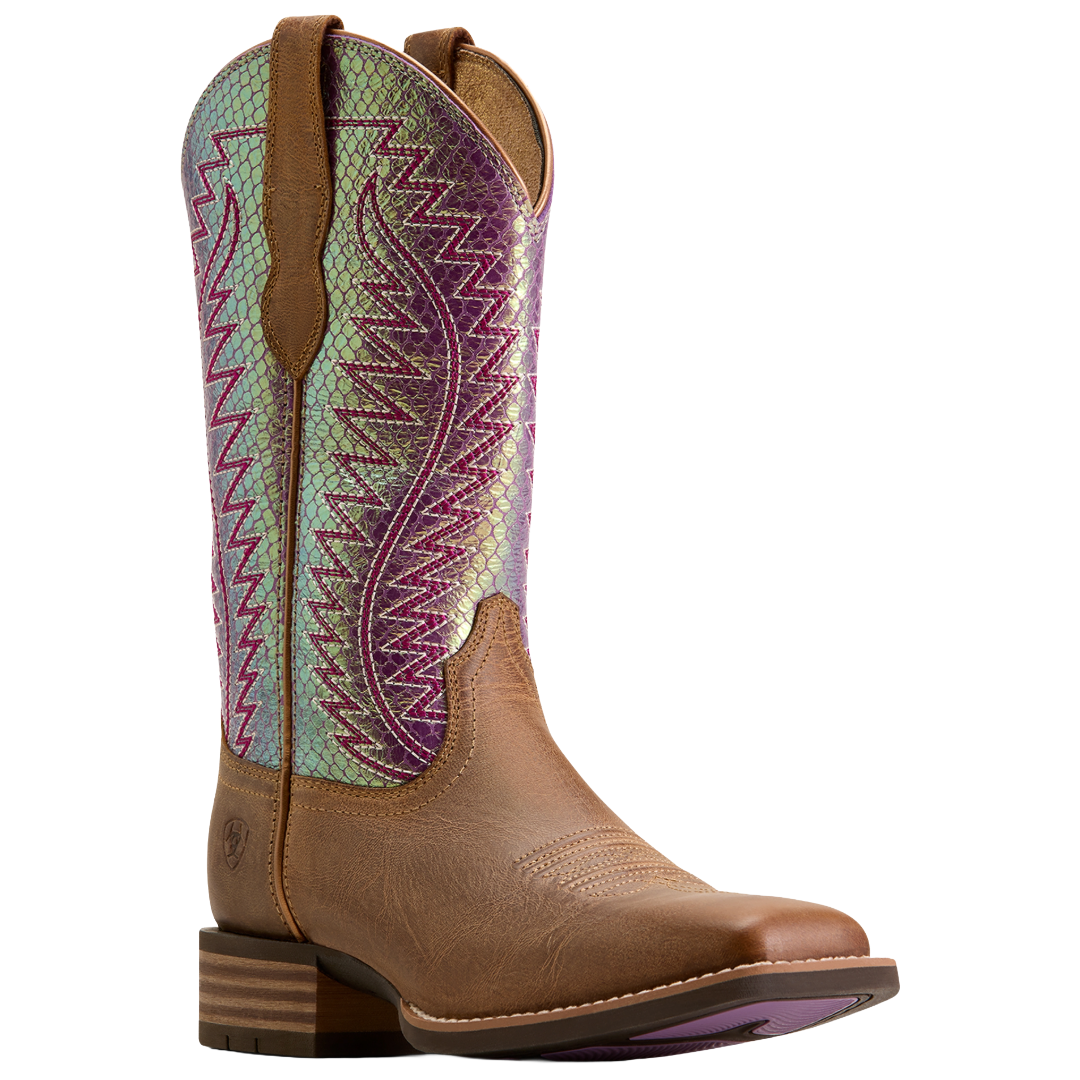 Ariat Ladies Monte Vista Autumn Tan Wide Square Toe Western Boot 10080465