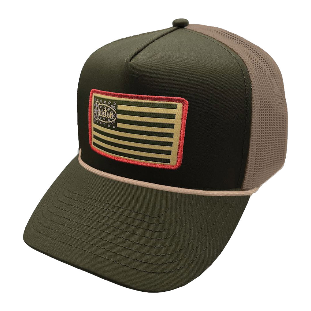 Justin Men's American Flag Olive Baseball Cap JUS13719-OLIVE