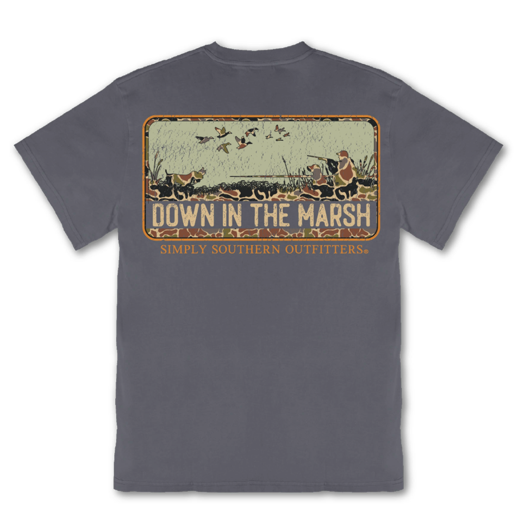 Simply Southern Men's Graphite Hunting Graphic T-Shirt MN-MINWASH-DOWN-GRPHT