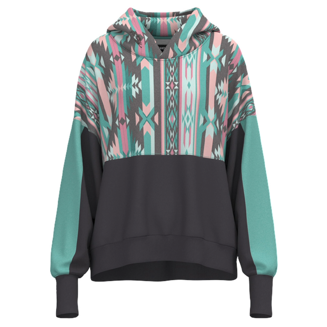 Hooey Ladies Casa Charcoal Aztec Print Pullover Hoodie HH2627CHAZ
