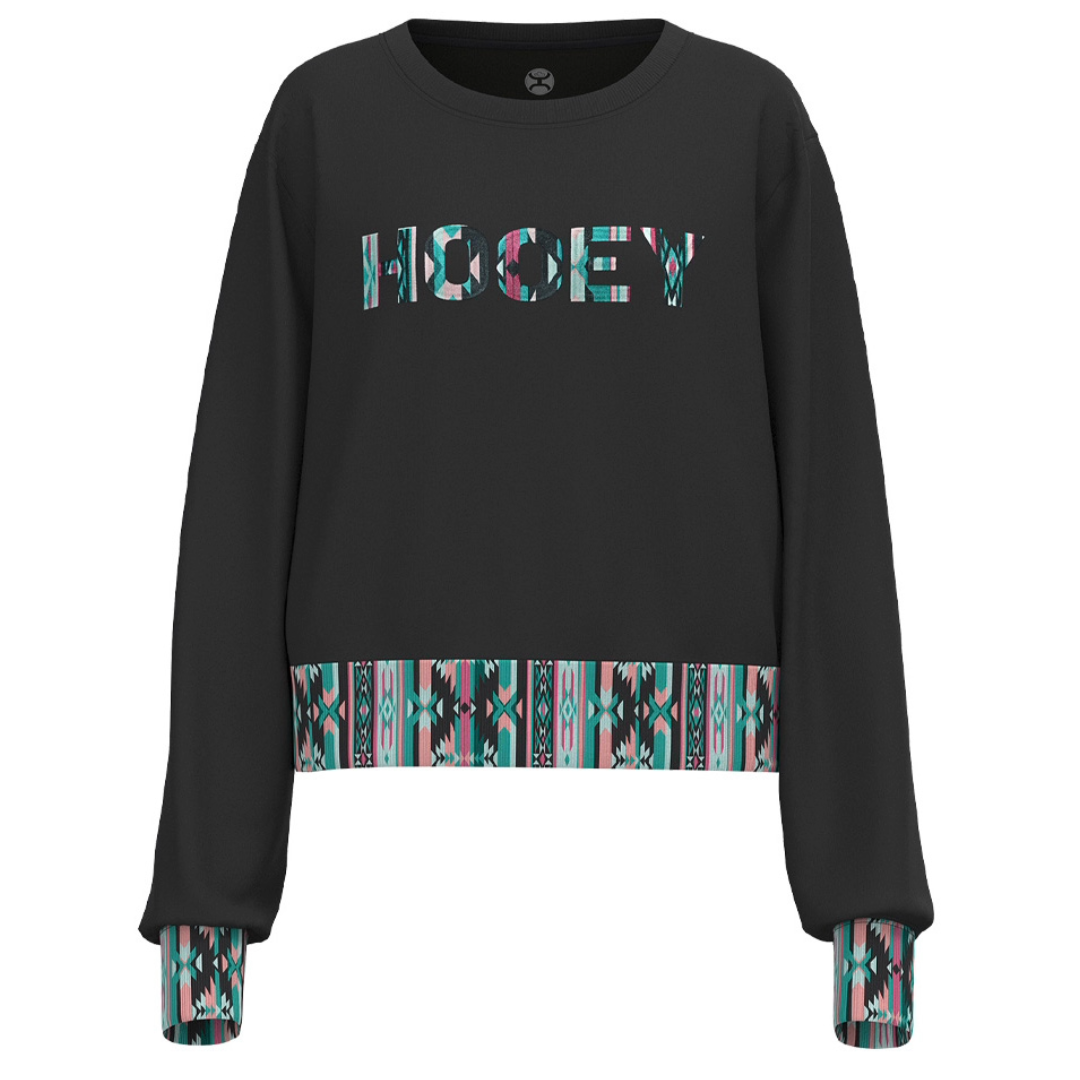 Hooey Ladies On Deck Charcoal Aztec Logo Pullover HH2625CH