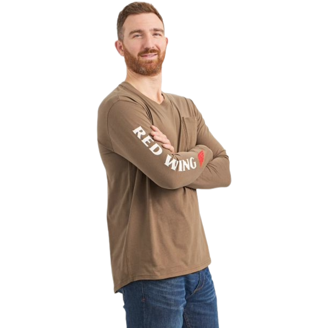 Red Wing Men's Brown One Pocket Logo Graphic T-Shirt 98477