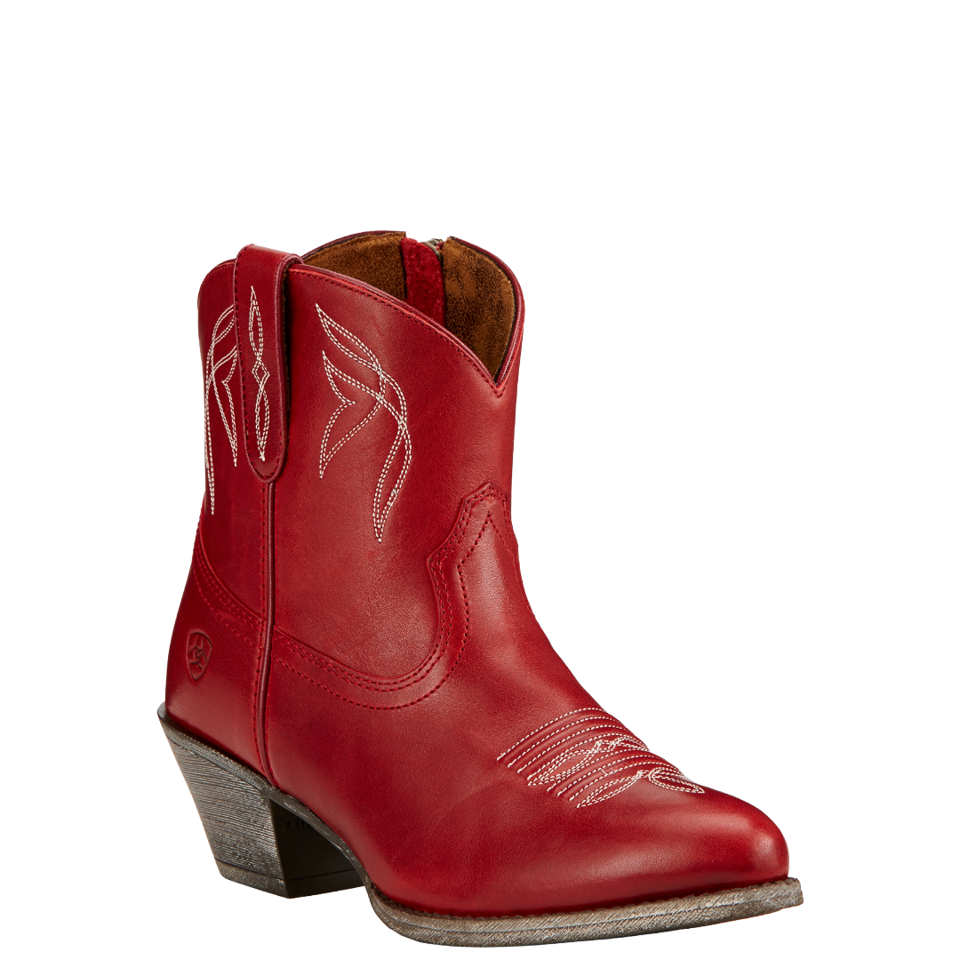 Ariat Ladies Darlin Rosy Red Almond Toe Western Ankle Boot10017324