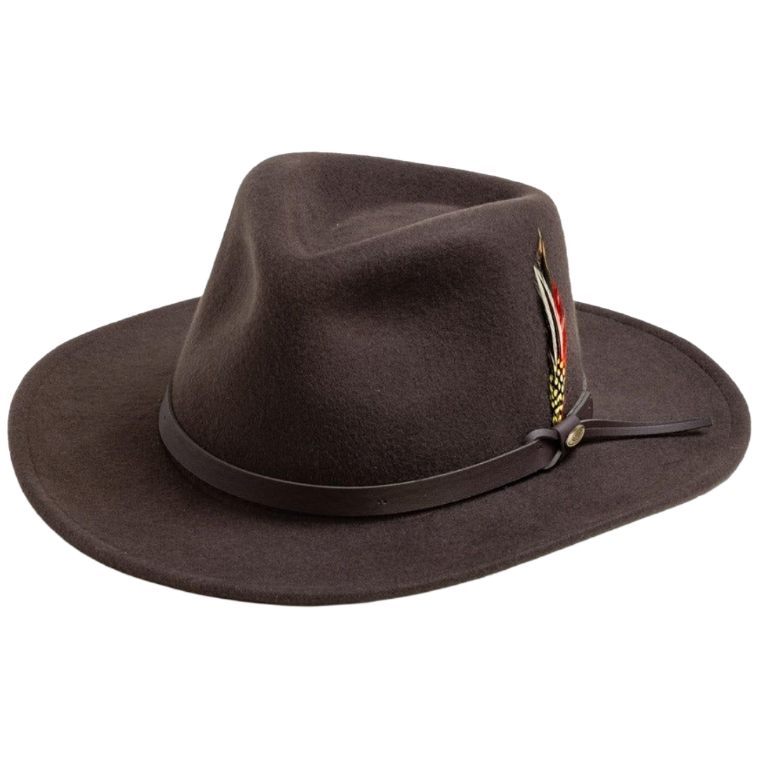 Scala Dakota Chocolate Crushable Wool Western Hat DF6-CHOC