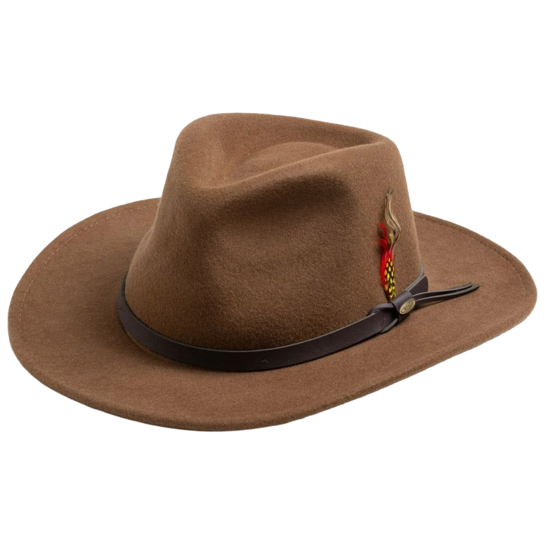 Scala Dakota Pecan Crushable Wool Western Hat DF6-PECAN