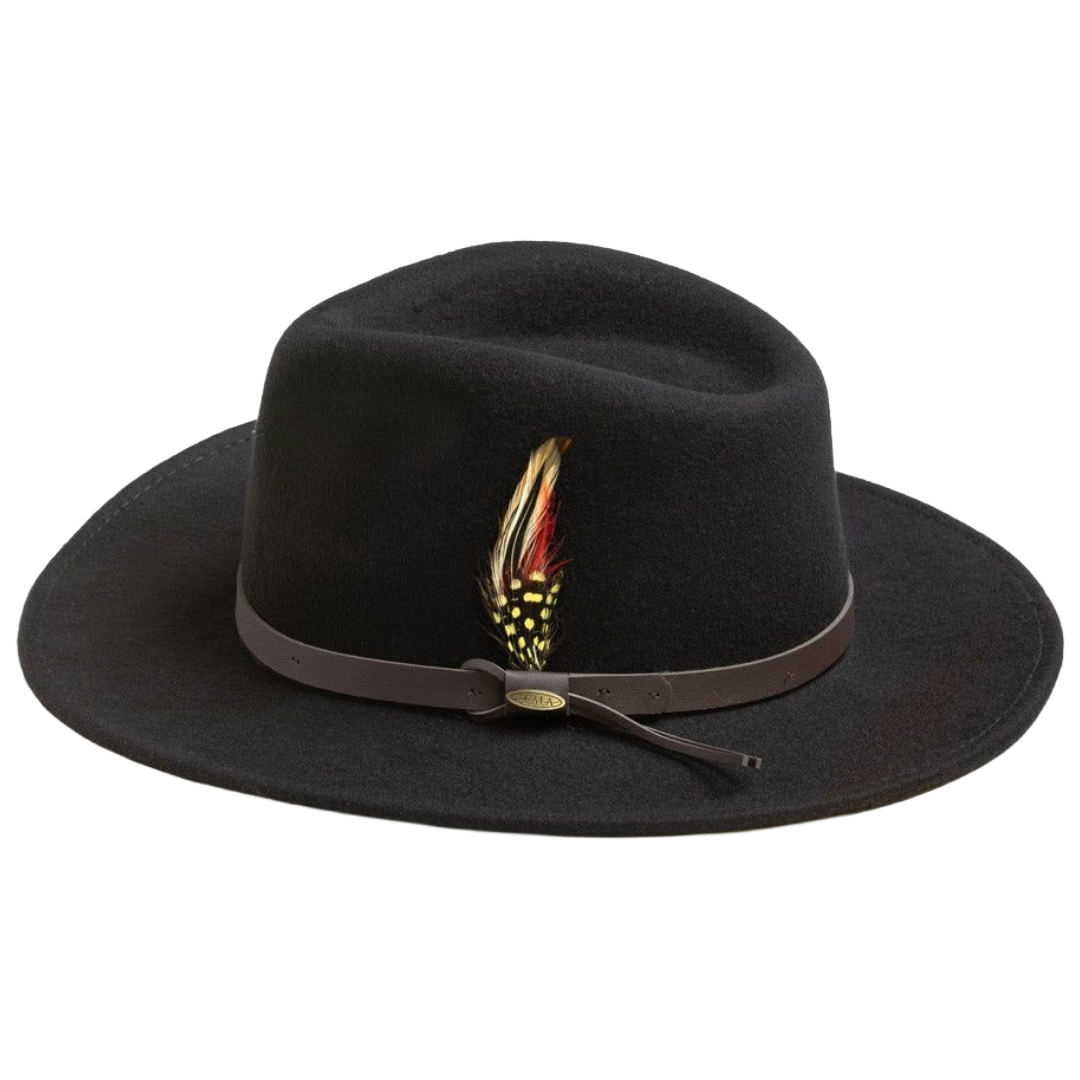 Scala Dakota Black Crushable Wool Western Hat DF6-BLACK