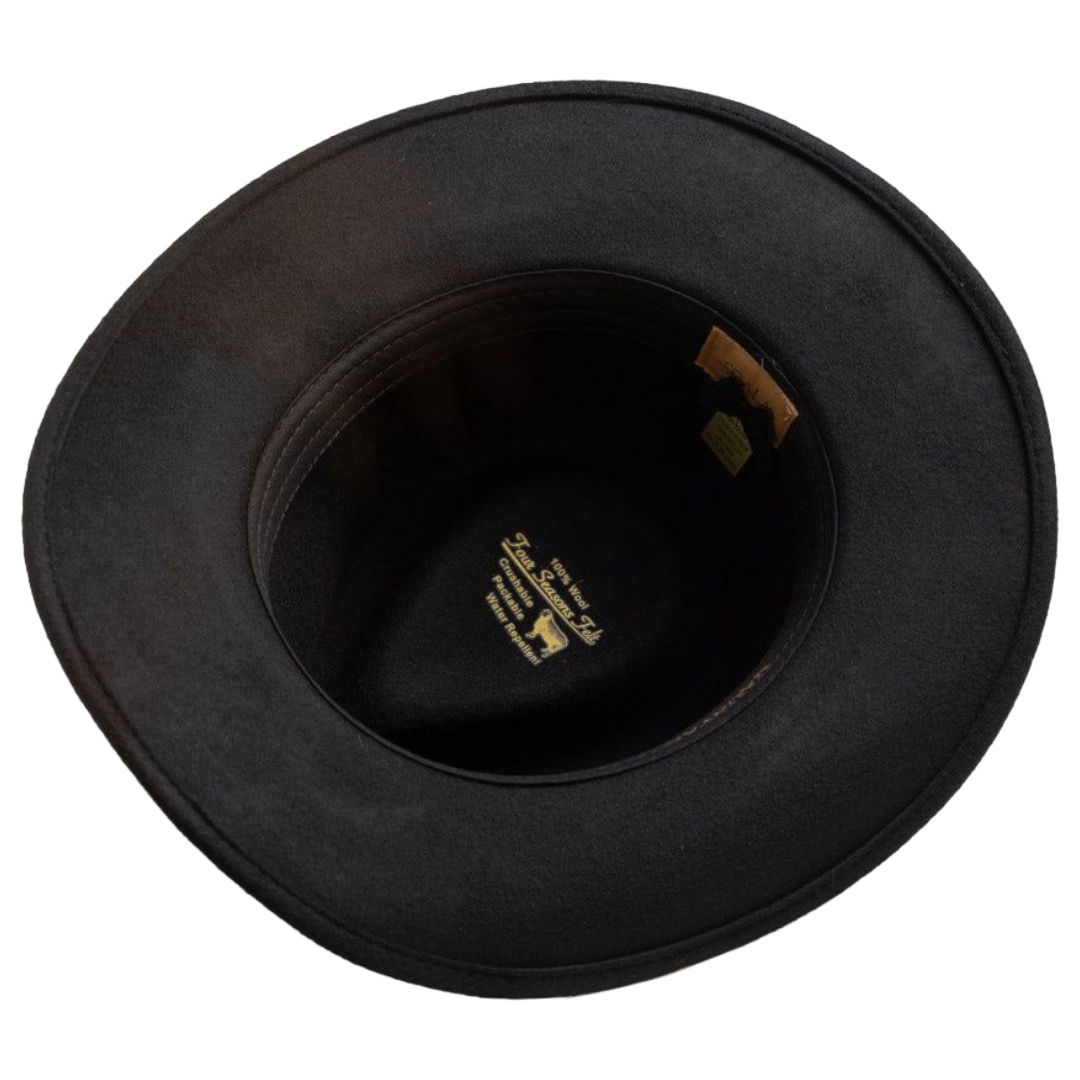 Scala Dakota Black Crushable Wool Western Hat DF6-BLACK