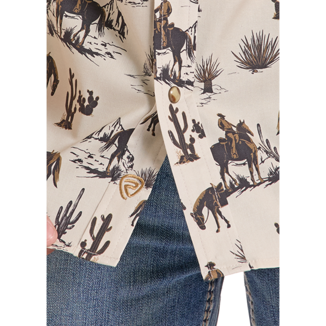 Rock & Roll Denim Youth Boy's Novelty Landscape Print Snap Shirt BBN2S09652
