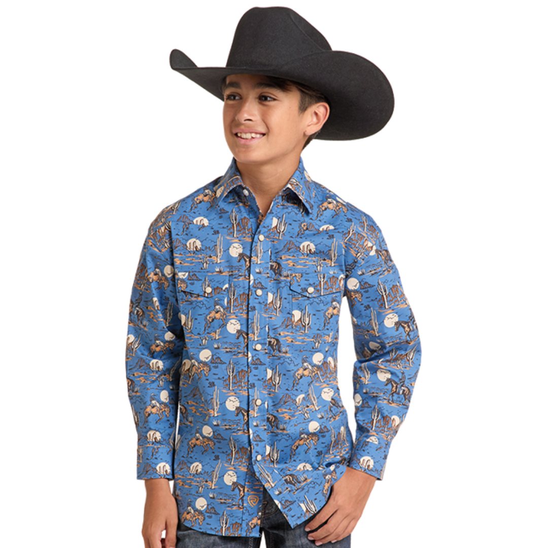 Rock & Roll Youth Boy's Novelty Print Snap Shirt BBN2S09436