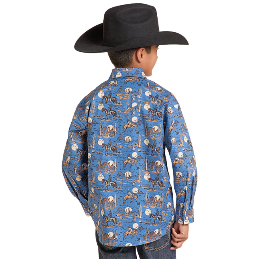 Rock & Roll Youth Boy's Novelty Print Snap Shirt BBN2S09436