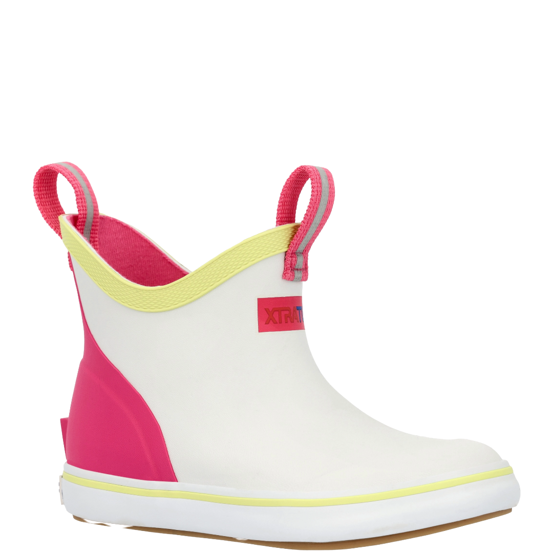 XTRATUF Little Kids White & Pink 6" Ankle Deck Boot XKAB101C
