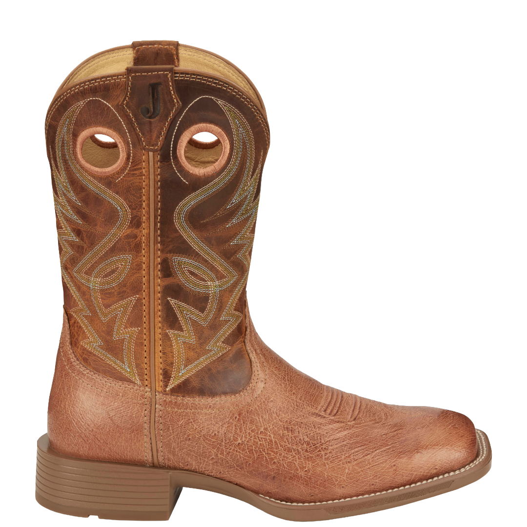 Justin Men's Roswell 11" Smooth Ostrich Square Toe Western Boot UN8750