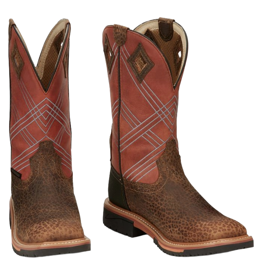 Justin Men's Dalhart 12" Caramel Waterproof Square Toe Work Boot SE4216