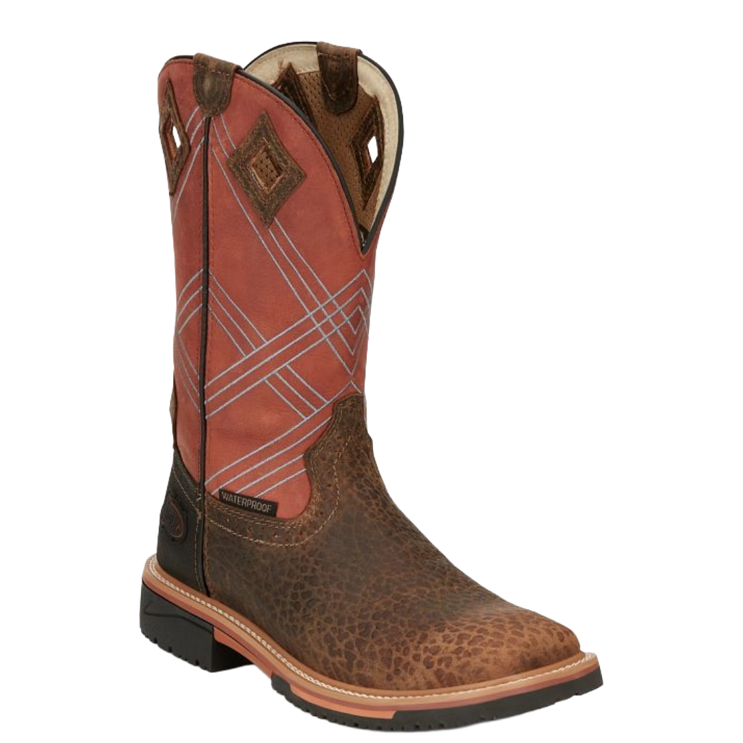 Justin Men's Dalhart 12" Caramel Waterproof Square Toe Work Boot SE4216