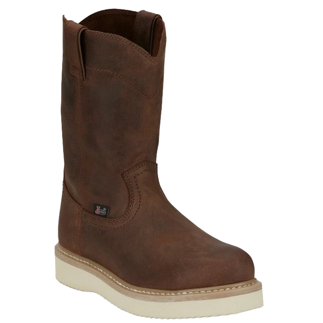 Justin Men's Ram Pecan Brown 10" Round Steel Toe Work Boot OW4711