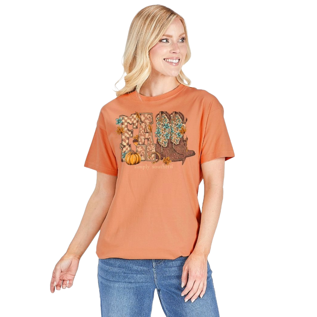 Simply Southern Ladies Fall Boots Caramel T-Shirt SS-FALLBOOTS-CARAMEL