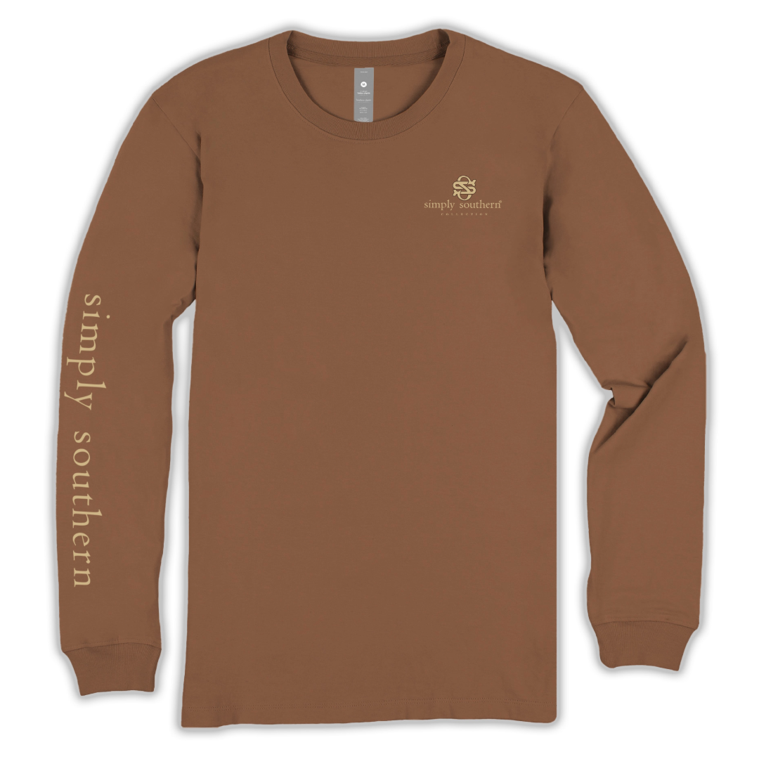 Simply Southern Ladies Silly Goose Cowboy Chestnut Graphic T-Shirt LS-GOOSE-CHSTNT