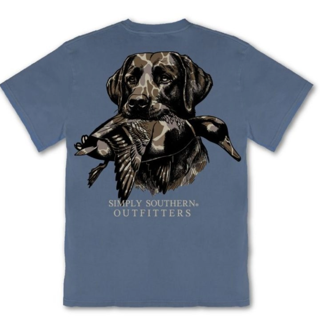 Simply Southern Men's Mud Lab Retriever Overcast Blue T-Shirt MN-MINWASH-MUDLAB-OVRCST