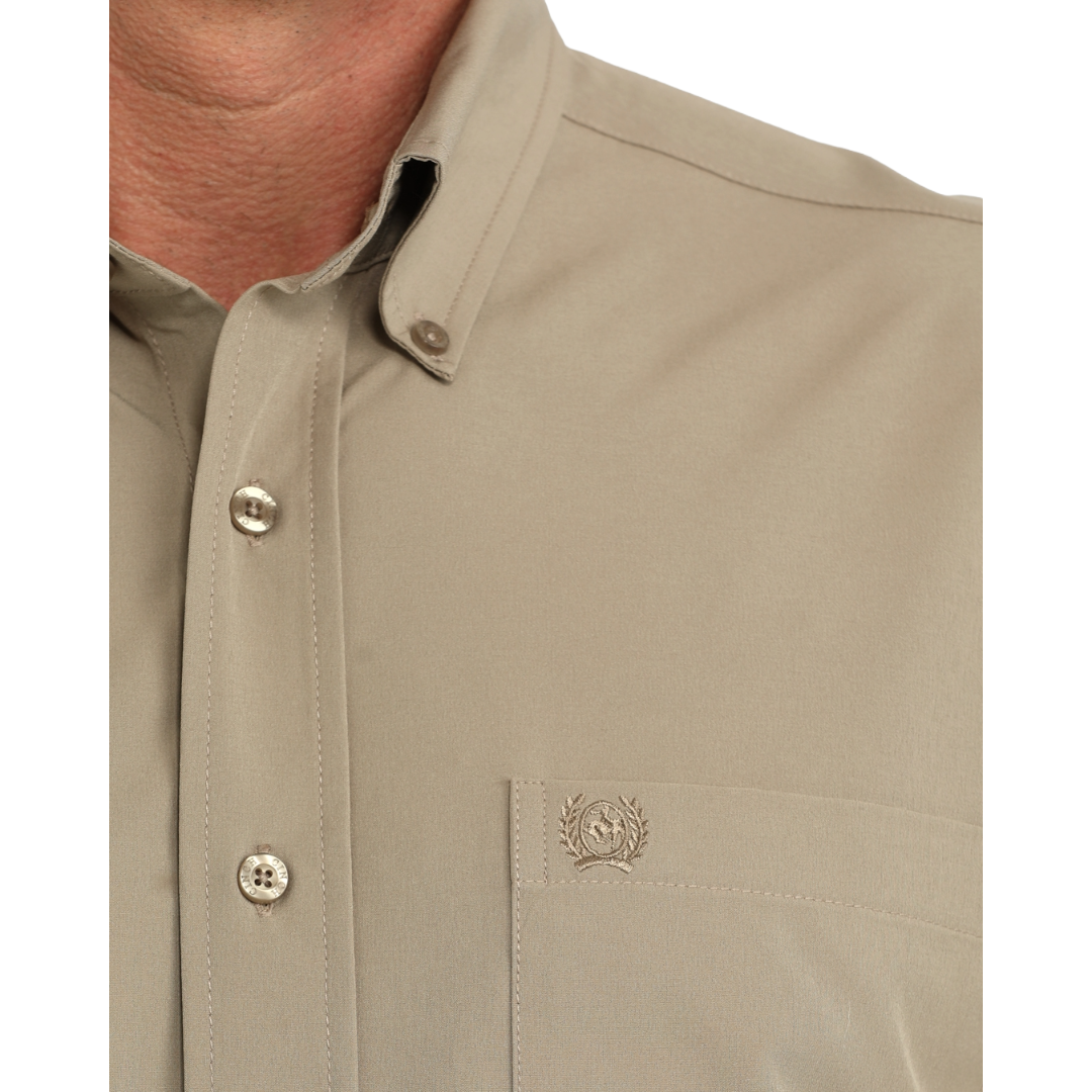 Cinch Men's Arenaflex Khaki Brown Button Down Shirt MTW1862047