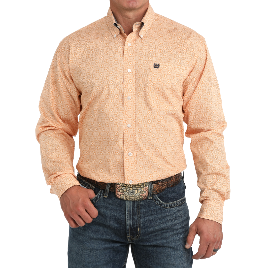 Cinch Men's Gold Printed Button Down Shirt MTW1106132