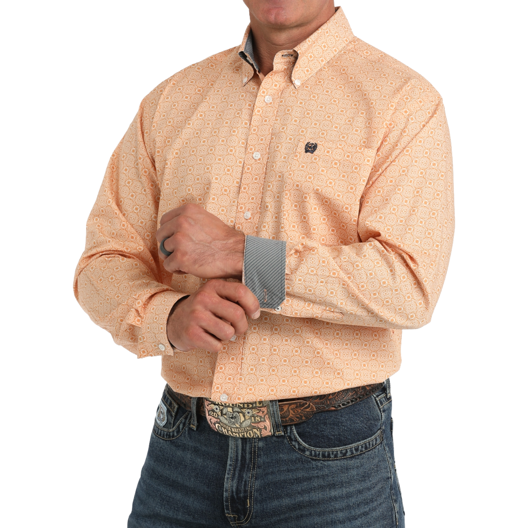 Cinch Men's Gold Printed Button Down Shirt MTW1106132