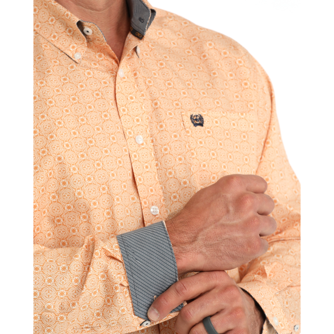 Cinch Men's Gold Printed Button Down Shirt MTW1106132